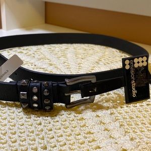 NWT Envision faux leather black belt with studs and nickel metal